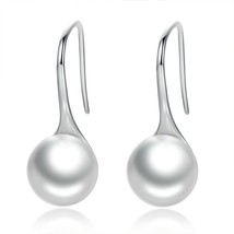 BISAER 925 Silver Elegant Round Black Simulated  Earrings For Women Hoop Earring - £17.54 GBP