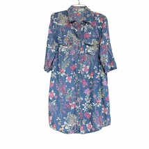 Kut From The Kloth Womens Blue Denim Floral Shirt Dress Sz L Lagenlook R... - $27.60