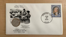 Denver Mint U.S. American Bison Jefferson 5 Cent Coin FDOI Envelope w/Stamp - £9.49 GBP
