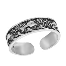 Swimming Playful Dolphin Pod Sterling Silver Pinky or Toe Ring - £7.31 GBP