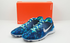New Nike Free 5.0 TR Fit 5 Print Soar/Blue/Green 704695-403 Women Size 5  - £40.03 GBP