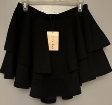 SHEIN 2 Layer Hem Skirt Black Size Large. New With Tags . - £12.08 GBP