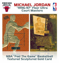 1996 Bulls Michael Jordan Fleer Court Masters Nba 23K Gold Insert Card - $11.02