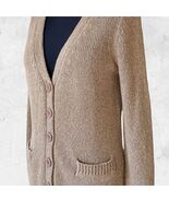 Orvis Metallic Gold Cardigan Sweater Womens Small Linen Blend Pockets  - $704.41 MXN