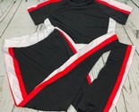 Women Causal Short Color Block Crop Top Bodycon Sweatpants Black Red Whi... - £26.09 GBP