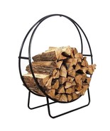 Modern Black Metal Indoor Outdoor Firewood Holder Log Rack - $175.12 CAD