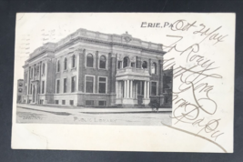 Antique 1904 Erie PA Public Library Postcard Albertype Co Dual Cancel - £11.18 GBP