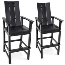 Tall Adirondack Chair Outdoor Bar Stool with Ergonomic Backrest for Back... - $228.47