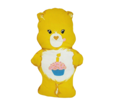 12&quot; Vintage Yellow Birthday Care Bear Stuffed Animal Plush Fabric Sew Toy Pillow - £21.66 GBP