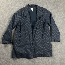Chico&#39;s Blazer Womens 2 US Medium Navy Blue Open Front Jacket Metallic P... - $17.99