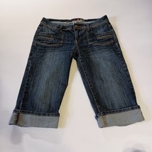Mudd Women&#39;s/Junior&#39;s Stretch Blue Denim Capri Folded Hem Jeans Size 11 ... - $209.24 MXN