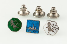 Magnifique Argent Sterling Siam Niello Émail Broche Lot De 3 - $2,632.64 MXN