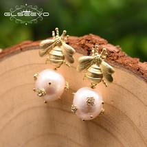 GLSEEVO Natural Freshwater Big  Drop Earrings For Women Wedding Engagement Bee D - £18.43 GBP