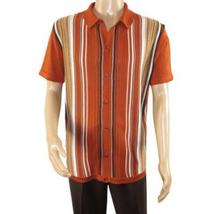 Mens Stacy Adams Italian Style Knit Woven Shirt Short Sleeves 3112 Rust Orange image 3