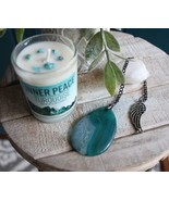 Inner Peace Candle and Green Agate Stone Meditation Set with Angel Wing #6 - $1,120.02 MXN