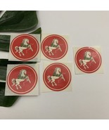 Vintage 1980s Christmas Holiday Theme Unicorn Stickers Red Green Round M... - $16.82