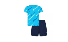 CHAMPION Baby Boys Diagonal Script T-shirt and Shorts, 2 Piece Set 12 Mo... - £15.01 GBP