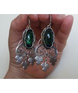 Dangle Drop Leaves Amazonite Earrings, Ethnic Drop Earrings, Armenian Earrings - $36.00