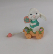 1988 Hallmark Merry Miniature Easter Bunny In Wagon 2" Mini Figure - $4.84