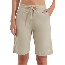 Willit Women&#39;s L Shorts 10&quot; Bermuda Cotton Long Shorts Khaki NWOT - £16.51 GBP
