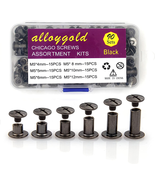 90 Sets Black Chicago Screw Leather Assorted Kit ，6 Sizes of Screw Rivet... - £11.77 GBP