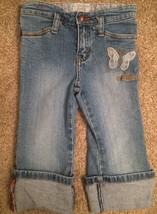 Levi Strauss Signature Jeans Size 2T Butterfly And Flowers Cuffed Super Cute - $12.19