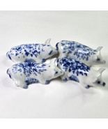 4 Vintage Delft Holland Blue White Pigs Figurine Animal Porcelain Statue... - €26,15 EUR