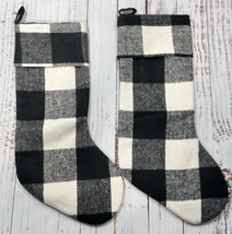 Buffalo Check 18” Christmas Stocking Cabin Black White Plaid - Lot Of 2 - £15.97 GBP