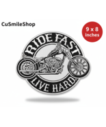 Cusmileshop Ride Fast Live Hard Chopper Motorcycle Round Biker Patch 9 x... - €32,54 EUR