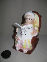 Lefton Figurine Grand Ma Sitting On Rocking Chair Retirement Fund Coin Bank - £7.94 GBP