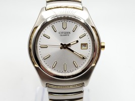 Citizen 2510 Watch Mens New Battery Two-Tone White Date Dial 35mm Expand... - $44.99