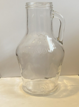 VTG Tasso Olive Clear Glass Large Jar Jug Pitcher with Handle Vase 10&quot; Food Cont - £26.13 GBP