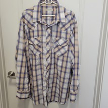 Roper Western Shirt Pearl Snap Long Sleeve Button Up Blue Plaid Men&#39;s 2X... - $19.79