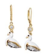 KATE SPADE NEW YORK White On Pointe Swan Leverback Earrings w/ Dust Bag - $42.00