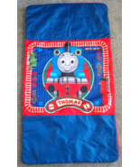Vtg 2006 Thomas the Tank Engine Train Sleeping Bag 4 ft Blue Red Side Zip - £14.88 GBP
