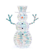 4 Feet Iridescent Christmas Snowman with White LED Lights and Ground Sta... - $2,589.52 MXN