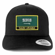 Trendy Apparel Shop Flexfit XXL Saudi Arabia Flag Retro Trucker Mesh Cap - Black - £21.40 GBP