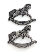 VTG 1998 Hallmark HMK Rocking Horse Toy Pewter Silver Tone Lapel Pin Lot of 2 - $9.99