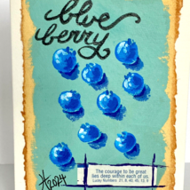 Blueberries Collage Art Handmade Original Blank Greeting Card and Envelo... - $14.95