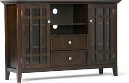 Dark Tobacco Brown Simplihome Bedford Solid Wood Universal Tv Media Stand, 53.9% - £417.52 GBP