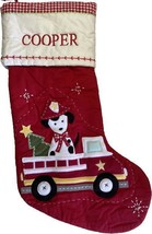 Pottery Barn Kids Quilted Firetruck w/ Dog Christmas Stocking Monogrammed COOPER - £23.70 GBP