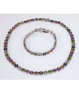 30.00ct t.w. Gorgeous Multi Colors CZ Necklace &amp; Bracelet Set In Sterling - $10,496.67 MXN