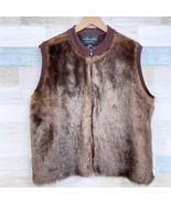 Outdoor Edition Parkhurst Faux Fur Ribbed Vest Jacket Brown Zip VTG Wome... - $59.39