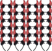 24 Pcs Red Glitter Devil Horns Headband Bulk Devil Ears Devil Costume Accessorie - £41.40 GBP