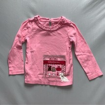 Gymboree Pink Paris Dog Girl’s 5 Long Ruched Sleeve Gem Top Shirt Blouse Fall - £10.86 GBP
