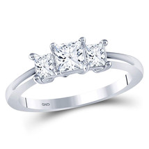 14kt White Gold Princess Diamond 3-stone Bridal Wedding Engagement Ring 1 Ctw - £1,888.28 GBP