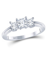 14kt White Gold Princess Diamond 3-stone Bridal Wedding Engagement Ring ... - £1,888.63 GBP