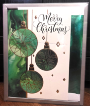 Green &amp; Gold Ornament Foil Christmas Holiday Cards set of 18 - $18.80