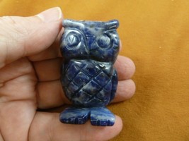 Y-BIR-OW-717) blue Sodalite OWL bird gemstone figurine carving I love OW... - $17.53