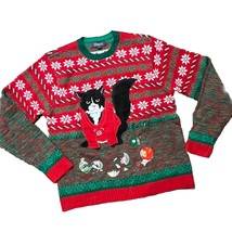 33Degrees Grumpy Cat Ugly Christmas Sweater Broken Ornaments Tuxedo Size Large - £22.24 GBP